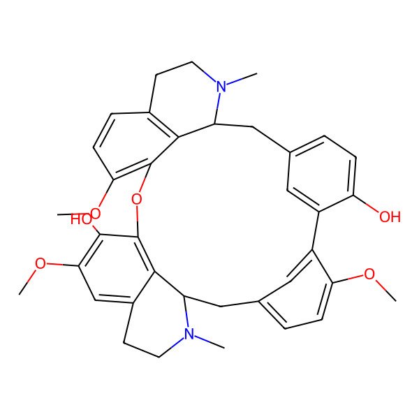 2D Structure of 9,20,25-Trimethoxy-15,31-dimethyl-23-oxa-15,31-diazaheptacyclo[22.7.1.13,7.18,12.114,18.028,32.022,33]pentatriaconta-3(35),4,6,8,10,12(34),18,20,22(33),24,26,28(32)-dodecaene-6,21-diol