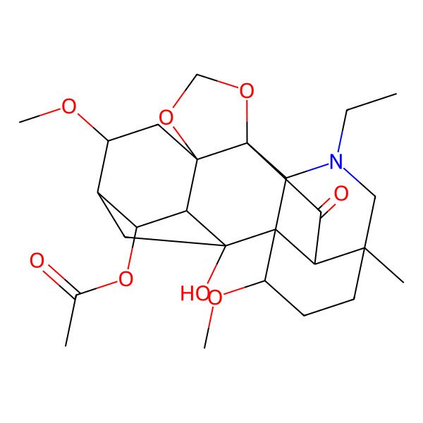 2D Structure of [(1R,2S,3S,4S,5R,6S,8R,12R,13S,16R,19S,20R)-14-ethyl-2-hydroxy-6,19-dimethoxy-16-methyl-21-oxo-9,11-dioxa-14-azaheptacyclo[10.7.2.12,5.01,13.03,8.08,12.016,20]docosan-4-yl] acetate