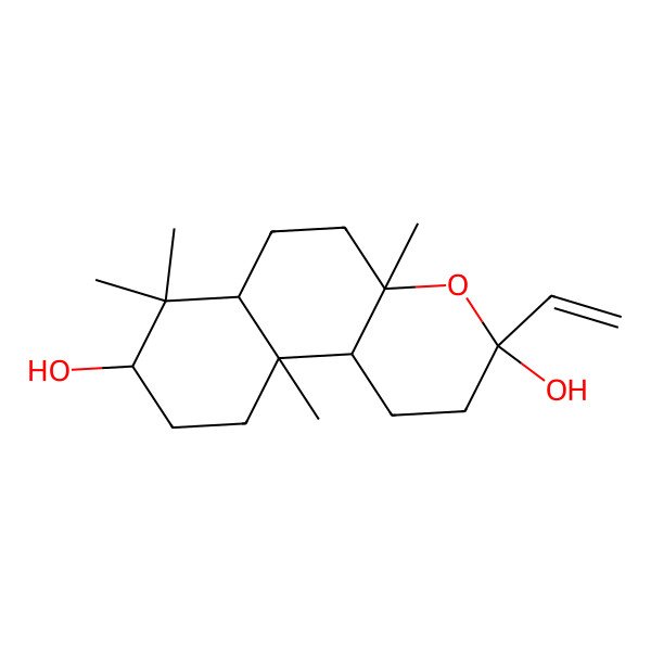 2D Structure of (3R,4aS,6aS,8S,10aR,10bS)-3-ethenyl-4a,7,7,10a-tetramethyl-2,5,6,6a,8,9,10,10b-octahydro-1H-benzo[f]chromene-3,8-diol