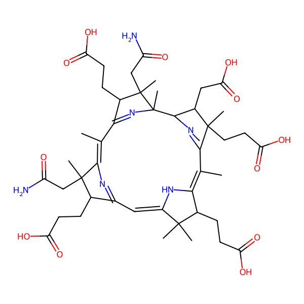 2D Structure of 3-[(1R,2S,3S,5Z,7S,8S,10Z,13S,14Z,17R,18R,19R)-2,7-bis(2-amino-2-oxoethyl)-3,13,17-tris(2-carboxyethyl)-18-(carboxymethyl)-1,2,5,7,12,12,15,17-octamethyl-3,8,13,18,19,23-hexahydrocorrin-8-yl]propanoic acid