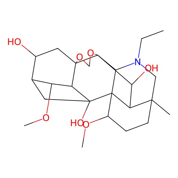 2D Structure of (1R,2S,3S,4S,5R,6S,8R,12S,13S,16R,19S,20R,21S)-14-ethyl-4,19-dimethoxy-16-methyl-9,11-dioxa-14-azaheptacyclo[10.7.2.12,5.01,13.03,8.08,12.016,20]docosane-2,6,21-triol