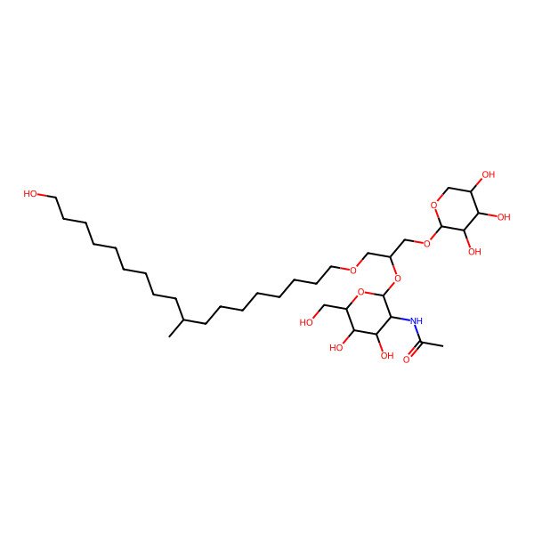 2D Structure of N-[(2R,3R,4R,5S,6R)-4,5-dihydroxy-6-(hydroxymethyl)-2-[1-(18-hydroxy-9-methyloctadecoxy)-3-[(2S,3R,4S,5R)-3,4,5-trihydroxyoxan-2-yl]oxypropan-2-yl]oxyoxan-3-yl]acetamide