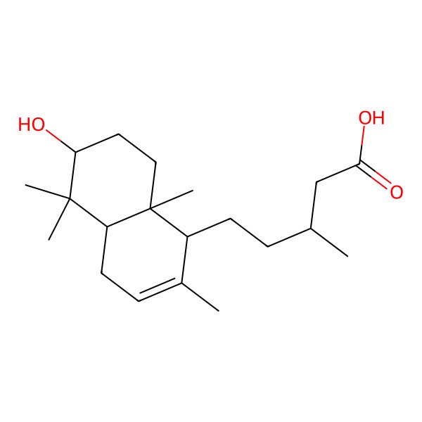 2D Structure of (3S)-5-[(1S,4aR,6R,8aR)-6-hydroxy-2,5,5,8a-tetramethyl-1,4,4a,6,7,8-hexahydronaphthalen-1-yl]-3-methylpentanoic acid