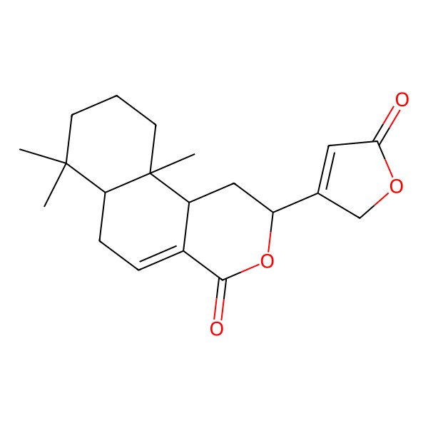 2D Structure of (2R,6aR,10aR,10bS)-7,7,10a-trimethyl-2-(5-oxo-2H-furan-3-yl)-1,2,6,6a,8,9,10,10b-octahydrobenzo[f]isochromen-4-one