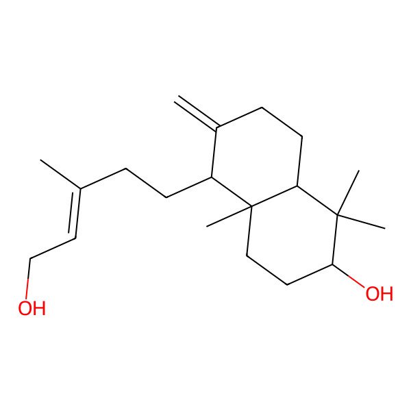 2D Structure of 5-(5-hydroxy-3-methylpent-3-enyl)-1,1,4a-trimethyl-6-methylidene-3,4,5,7,8,8a-hexahydro-2H-naphthalen-2-ol