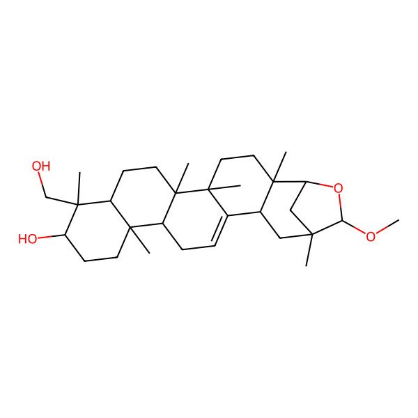 2D Structure of 10-(Hydroxymethyl)-22-methoxy-2,5,6,10,14,21-hexamethyl-23-oxahexacyclo[19.2.1.02,19.05,18.06,15.09,14]tetracos-17-en-11-ol