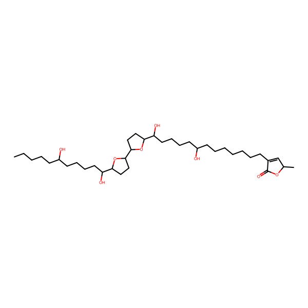 2D Structure of 4-[13-[5-[5-(1,6-dihydroxyundecyl)oxolan-2-yl]oxolan-2-yl]-8,13-dihydroxytridecyl]-2-methyl-2H-furan-5-one