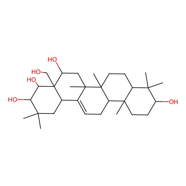 2D Structure of (3R,4R,4aR,5R,6aR,6aS,6bR,8aR,10S,12aR,14bR)-4a-(hydroxymethyl)-2,2,6a,6b,9,9,12a-heptamethyl-1,3,4,5,6,6a,7,8,8a,10,11,12,13,14b-tetradecahydropicene-3,4,5,10-tetrol
