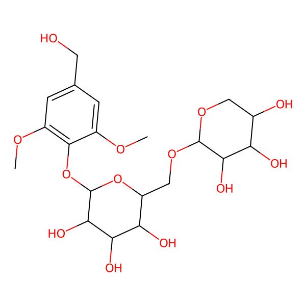 2D Structure of (2S,3R,4S,5S,6R)-2-[4-(hydroxymethyl)-2,6-dimethoxyphenoxy]-6-[[(2S,3R,4S,5R)-3,4,5-trihydroxyoxan-2-yl]oxymethyl]oxane-3,4,5-triol