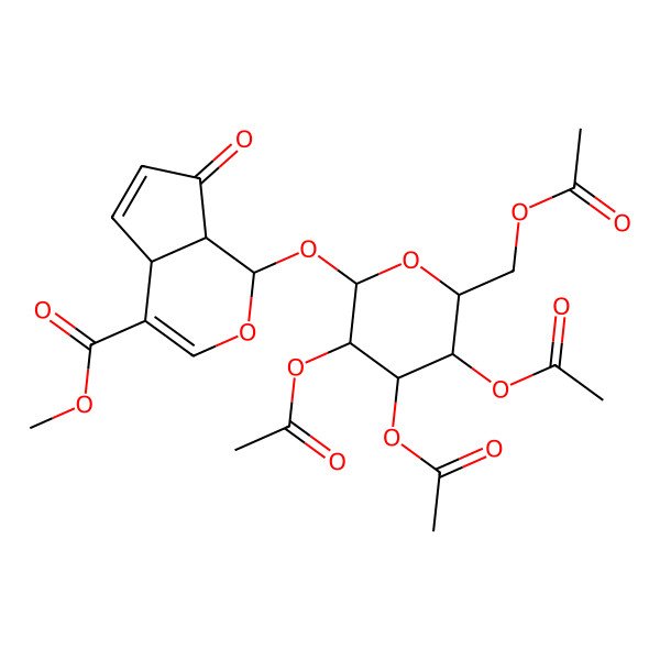 2D Structure of methyl 7-oxo-1-[3,4,5-triacetyloxy-6-(acetyloxymethyl)oxan-2-yl]oxy-4a,7a-dihydro-1H-cyclopenta[c]pyran-4-carboxylate