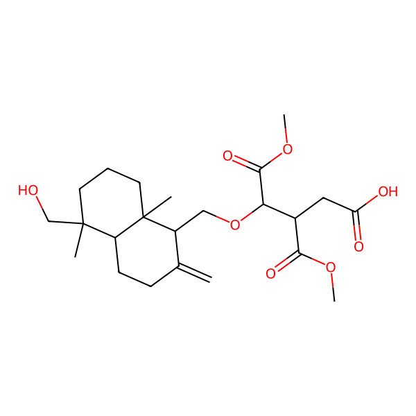 2D Structure of (4R)-4-[[(1S,4aS,8aR)-5-(hydroxymethyl)-5,8a-dimethyl-2-methylidene-3,4,4a,6,7,8-hexahydro-1H-naphthalen-1-yl]methoxy]-5-methoxy-3-methoxycarbonyl-5-oxopentanoic acid