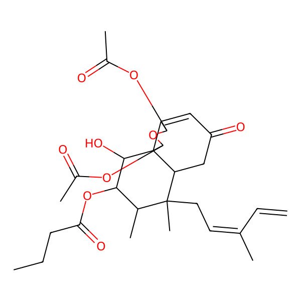 2D Structure of [(1S,3R,6aS,7S,8S,9R,10R,10aS)-1,3-diacetyloxy-10-hydroxy-7,8-dimethyl-7-[(2Z)-3-methylpenta-2,4-dienyl]-5-oxo-3,6,6a,8,9,10-hexahydro-1H-benzo[d][2]benzofuran-9-yl] butanoate