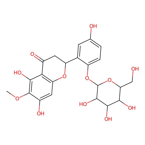 2D Structure of 5,7-Dihydroxy-2-[5-hydroxy-2-[3,4,5-trihydroxy-6-(hydroxymethyl)oxan-2-yl]oxyphenyl]-6-methoxy-2,3-dihydrochromen-4-one