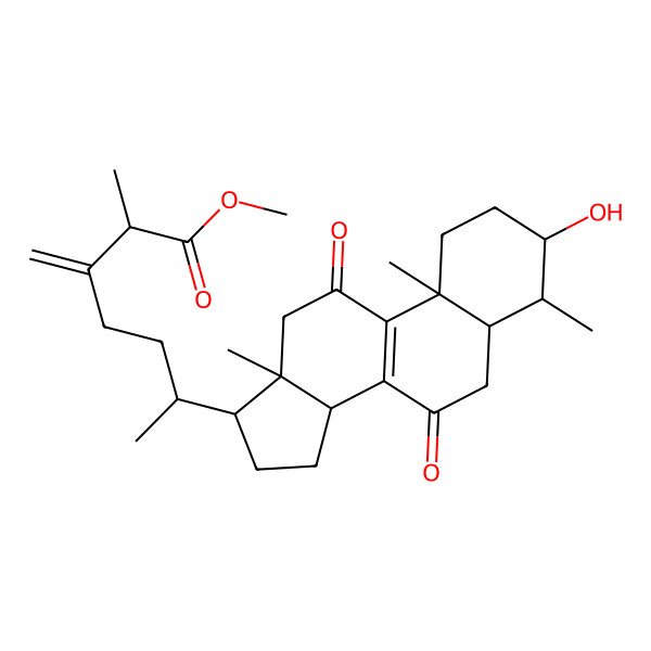 2D Structure of methyl 6-(3-hydroxy-4,10,13-trimethyl-7,11-dioxo-2,3,4,5,6,12,14,15,16,17-decahydro-1H-cyclopenta[a]phenanthren-17-yl)-2-methyl-3-methylideneheptanoate