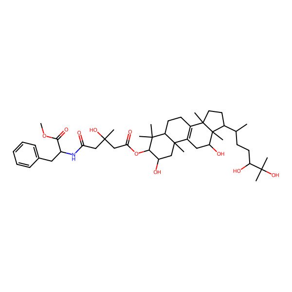2D Structure of [17-(5,6-dihydroxy-6-methylheptan-2-yl)-2,12-dihydroxy-4,4,10,13,14-pentamethyl-2,3,5,6,7,11,12,15,16,17-decahydro-1H-cyclopenta[a]phenanthren-3-yl] 3-hydroxy-5-[(1-methoxy-1-oxo-3-phenylpropan-2-yl)amino]-3-methyl-5-oxopentanoate