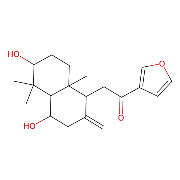 2D Structure of 2-(4,6-dihydroxy-5,5,8a-trimethyl-2-methylidene-3,4,4a,6,7,8-hexahydro-1H-naphthalen-1-yl)-1-(furan-3-yl)ethanone