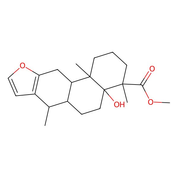 2D Structure of methyl (4S,4aS,6aS,7R,11aS,11bR)-4a-hydroxy-4,7,11b-trimethyl-2,3,5,6,6a,7,11,11a-octahydro-1H-naphtho[2,1-f][1]benzofuran-4-carboxylate