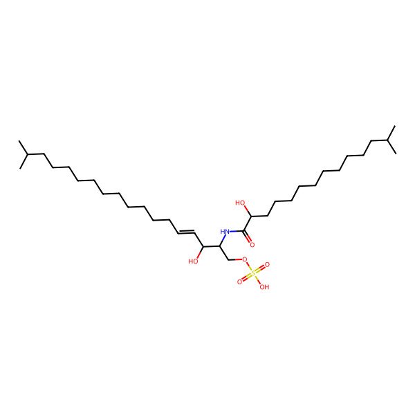 2D Structure of [(E,2S,3R)-3-hydroxy-2-[[(2R)-2-hydroxy-13-methyltetradecanoyl]amino]-17-methyloctadec-4-enyl] hydrogen sulfate