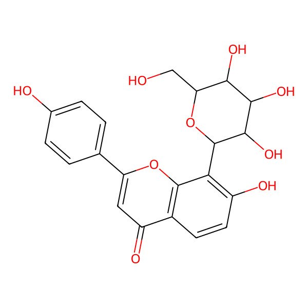 2D Structure of 7-hydroxy-2-(4-hydroxyphenyl)-8-[(2R,3S,4S,5R,6S)-3,4,5-trihydroxy-6-(hydroxymethyl)oxan-2-yl]chromen-4-one