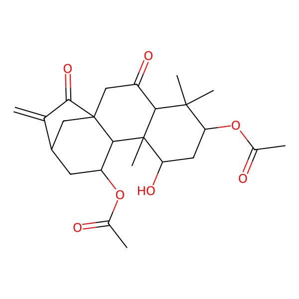 2D Structure of (6-Acetyloxy-8-hydroxy-5,5,9-trimethyl-14-methylidene-3,15-dioxo-11-tetracyclo[11.2.1.01,10.04,9]hexadecanyl) acetate
