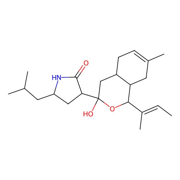 2D Structure of 3-(1-But-2-en-2-yl-3-hydroxy-7-methyl-1,4,4a,5,8,8a-hexahydroisochromen-3-yl)-5-(2-methylpropyl)pyrrolidin-2-one