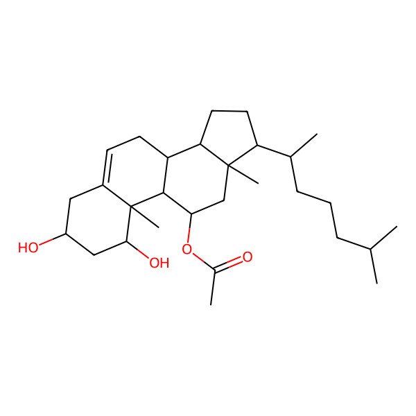 2D Structure of [1,3-dihydroxy-10,13-dimethyl-17-(6-methylheptan-2-yl)-2,3,4,7,8,9,11,12,14,15,16,17-dodecahydro-1H-cyclopenta[a]phenanthren-11-yl] acetate