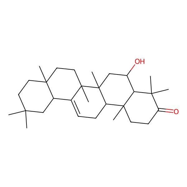 2D Structure of 5-hydroxy-4,4,6a,6b,8a,11,11,14b-octamethyl-2,4a,5,6,7,8,9,10,12,12a,14,14a-dodecahydro-1H-picen-3-one 2D Structure of 5-hydroxy-4,4,6a,6b,8a,11,11,14b-octamethyl-2,4a,5,6,7,8,9,10,12,12a,14,14a-dodecahydro-1H-picen-3-one