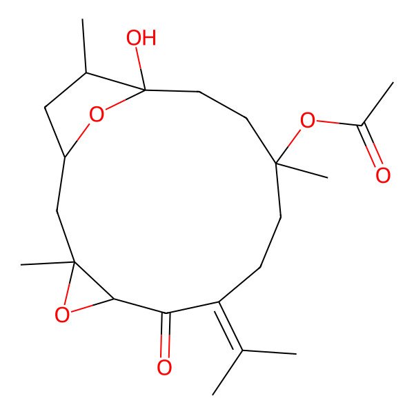 2D Structure of [(1R,3S,5R,10R,13R,14S)-13-hydroxy-3,10,14-trimethyl-6-oxo-7-propan-2-ylidene-4,16-dioxatricyclo[11.2.1.03,5]hexadecan-10-yl] acetate
