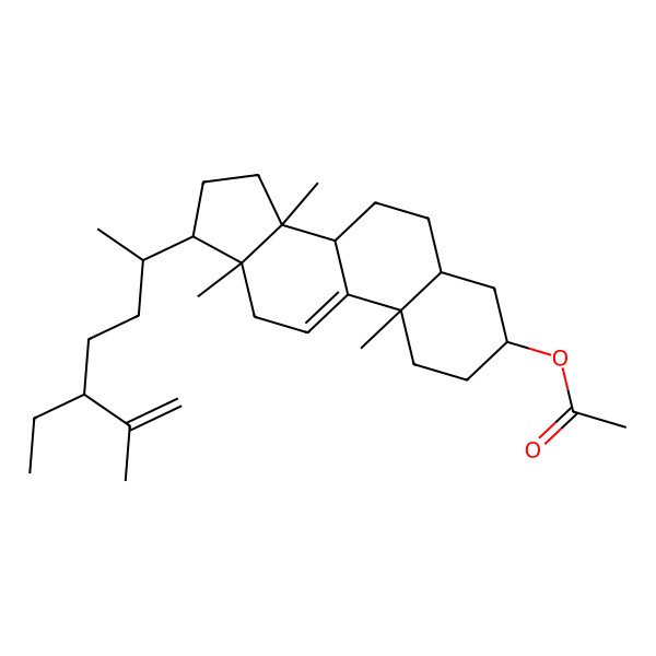 2D Structure of [17-(5-Ethyl-6-methylhept-6-en-2-yl)-10,13,14-trimethyl-1,2,3,4,5,6,7,8,12,15,16,17-dodecahydrocyclopenta[a]phenanthren-3-yl] acetate