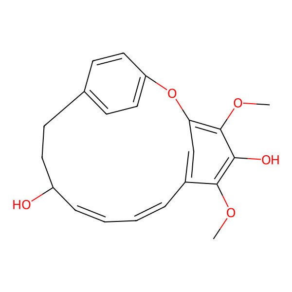 2D Structure of (8Z,10E,12R)-4,6-dimethoxy-2-oxatricyclo[13.2.2.13,7]icosa-1(17),3,5,7(20),8,10,15,18-octaene-5,12-diol
