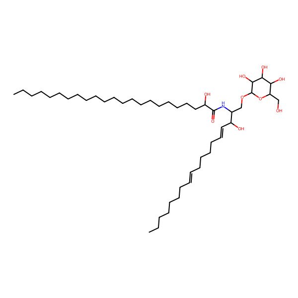 2D Structure of 2-hydroxy-N-[3-hydroxy-1-[3,4,5-trihydroxy-6-(hydroxymethyl)oxan-2-yl]oxyoctadeca-4,10-dien-2-yl]tricosanamide