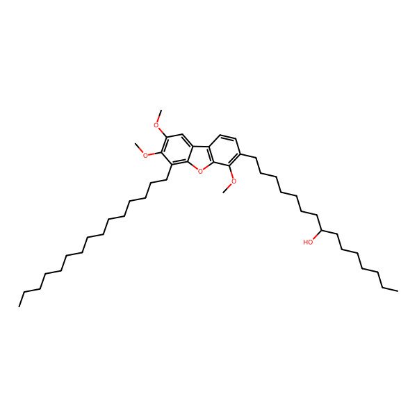 2D Structure of (8R)-1-(4,7,8-trimethoxy-6-pentadecyldibenzofuran-3-yl)pentadecan-8-ol 2D Structure of (8R)-1-(4,7,8-trimethoxy-6-pentadecyldibenzofuran-3-yl)pentadecan-8-ol