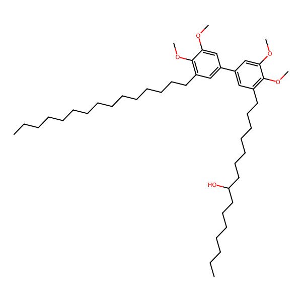 2D Structure of (8R)-1-[5-(3,4-dimethoxy-5-pentadecylphenyl)-2,3-dimethoxyphenyl]pentadecan-8-ol
