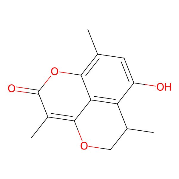 2D Structure of (8R)-10-hydroxy-4,8,12-trimethyl-2,6-dioxatricyclo[7.3.1.05,13]trideca-1(13),4,9,11-tetraen-3-one