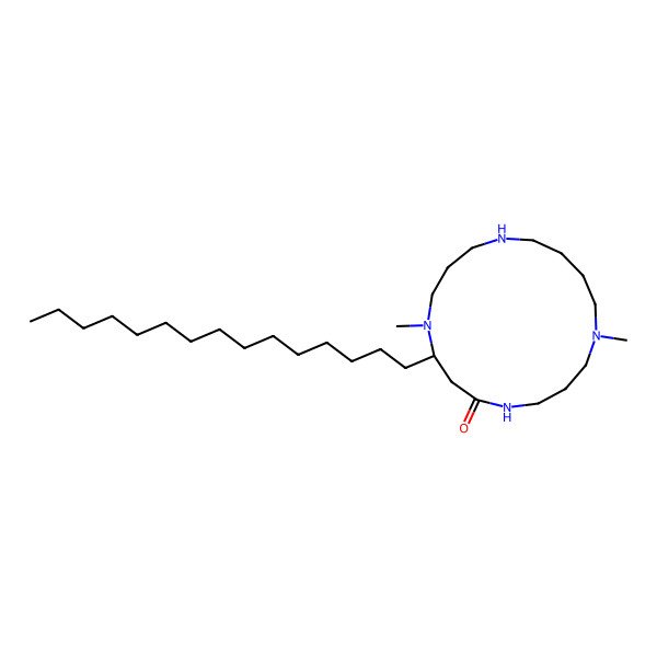 2D Structure of (8R)-1,9-dimethyl-8-pentadecyl-1,5,9,13-tetrazacycloheptadecan-6-one