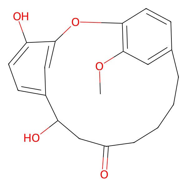 2D Structure of (8R)-4,8-dihydroxy-17-methoxy-2-oxatricyclo[13.2.2.13,7]icosa-1(17),3,5,7(20),15,18-hexaen-10-one
