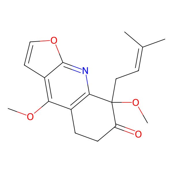 2D Structure of (8R)-4,8-dimethoxy-8-(3-methylbut-2-enyl)-5,6-dihydrofuro[2,3-b]quinolin-7-one