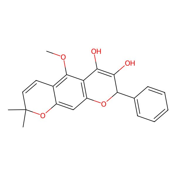 2D Structure of (8R)-5-methoxy-2,2-dimethyl-8-phenyl-8H-pyrano[3,2-g]chromene-6,7-diol