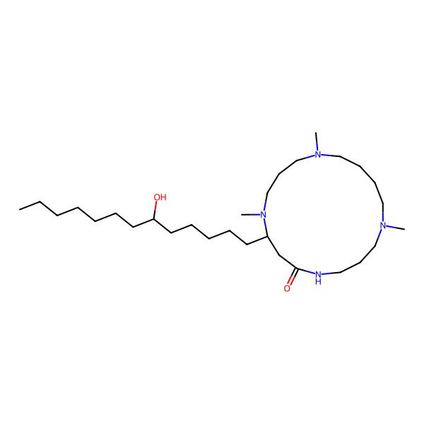 2D Structure of (8R)-8-[(6S)-6-hydroxytridecyl]-1,9,13-trimethyl-1,5,9,13-tetrazacycloheptadecan-6-one