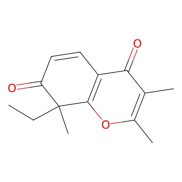 2D Structure of (8R)-8-ethyl-2,3,8-trimethylchromene-4,7-dione