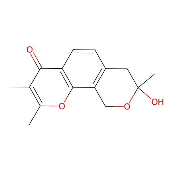 2D Structure of (8R)-8-hydroxy-2,3,8-trimethyl-7,10-dihydropyrano[4,3-h]chromen-4-one