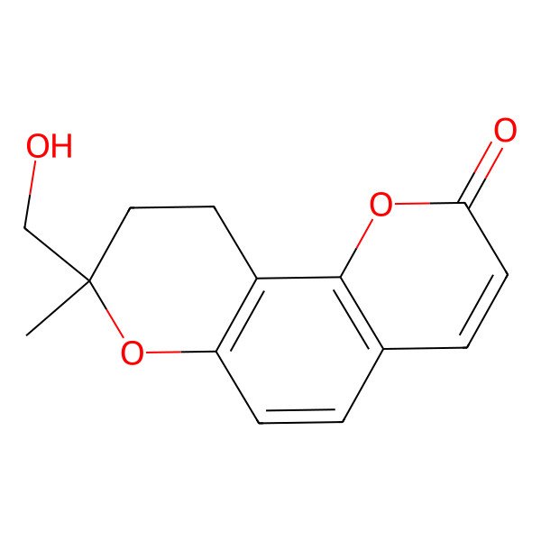 2D Structure of (8R)-8-(hydroxymethyl)-8-methyl-9,10-dihydropyrano[2,3-h]chromen-2-one