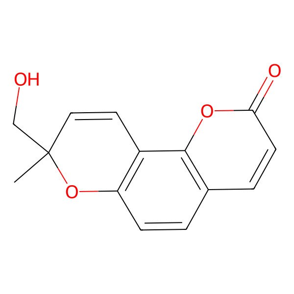 2D Structure of (8R)-8-(hydroxymethyl)-8-methylpyrano[2,3-f]chromen-2-one