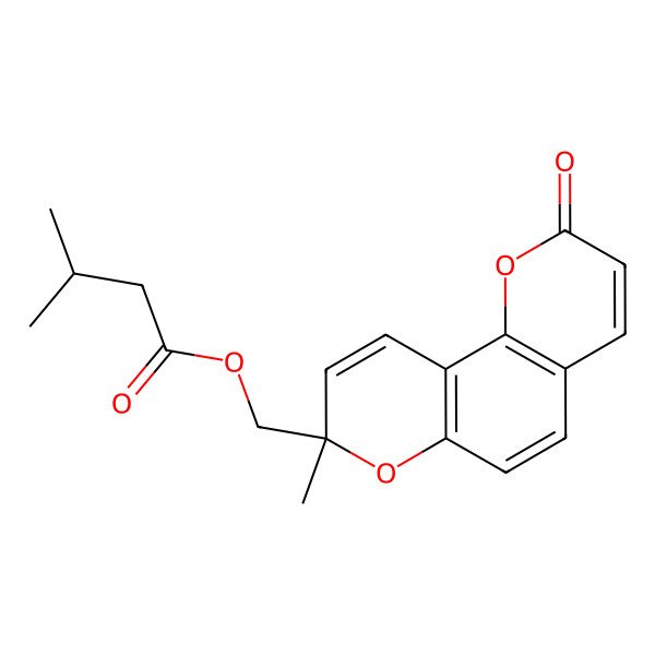 2D Structure of [(8R)-8-methyl-2-oxopyrano[2,3-f]chromen-8-yl]methyl 3-methylbutanoate