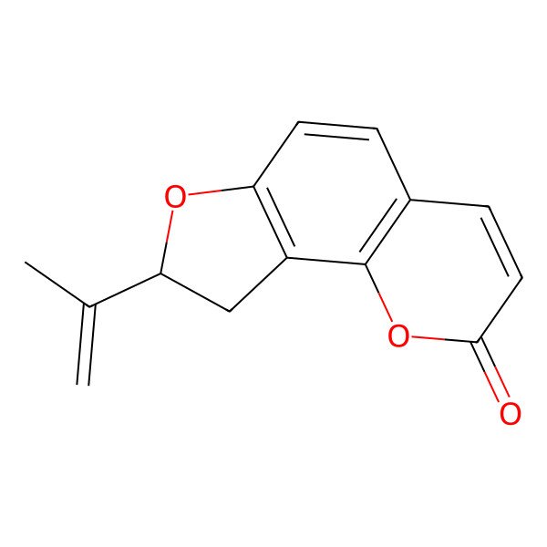 2D Structure of (8R)-8-prop-1-en-2-yl-8,9-dihydrofuro[2,3-h]chromen-2-one