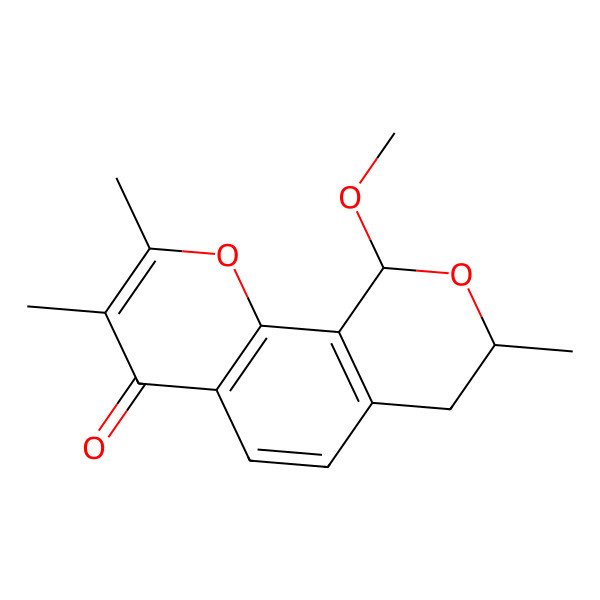 2D Structure of (8R,10S)-10-methoxy-2,3,8-trimethyl-8,10-dihydro-7H-pyrano[4,3-h]chromen-4-one