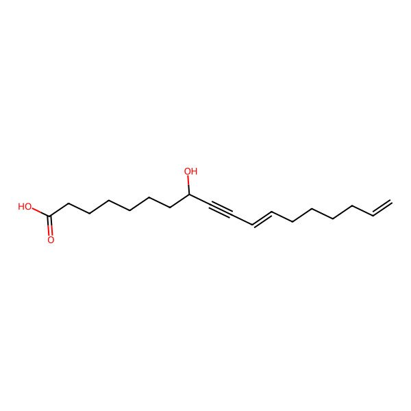 2D Structure of (8R,11E)-8-hydroxyoctadeca-11,17-dien-9-ynoic acid