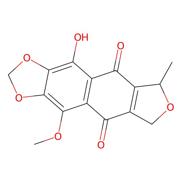 2D Structure of (8S)-10-hydroxy-4-methoxy-8-methyl-6,8-dihydro-[2]benzofuro[6,5-f][1,3]benzodioxole-5,9-dione