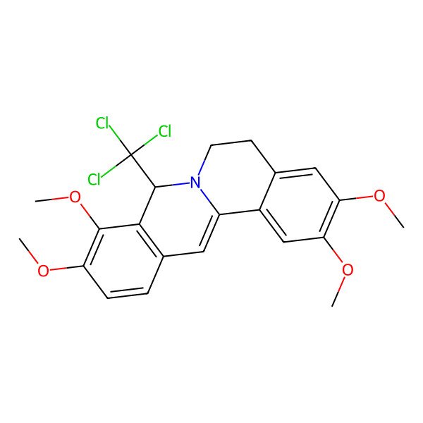 2D Structure of (8S)-2,3,9,10-tetramethoxy-8-(trichloromethyl)-6,8-dihydro-5H-isoquinolino[2,1-b]isoquinoline