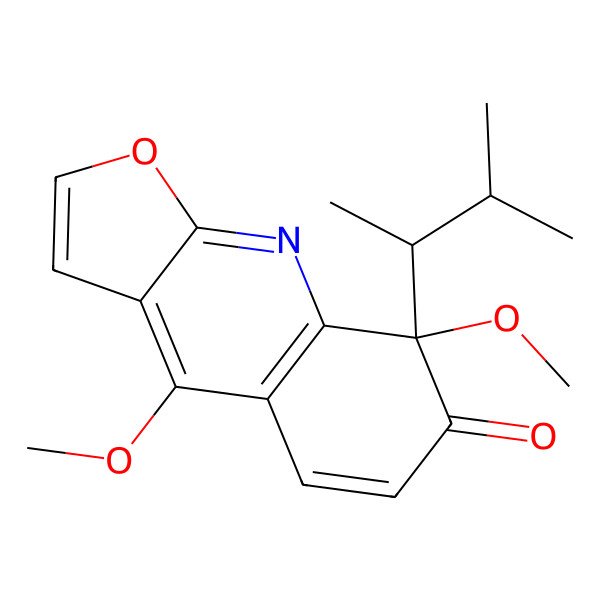 2D Structure of (8S)-4,8-dimethoxy-8-[(2R)-3-methylbutan-2-yl]furo[2,3-b]quinolin-7-one